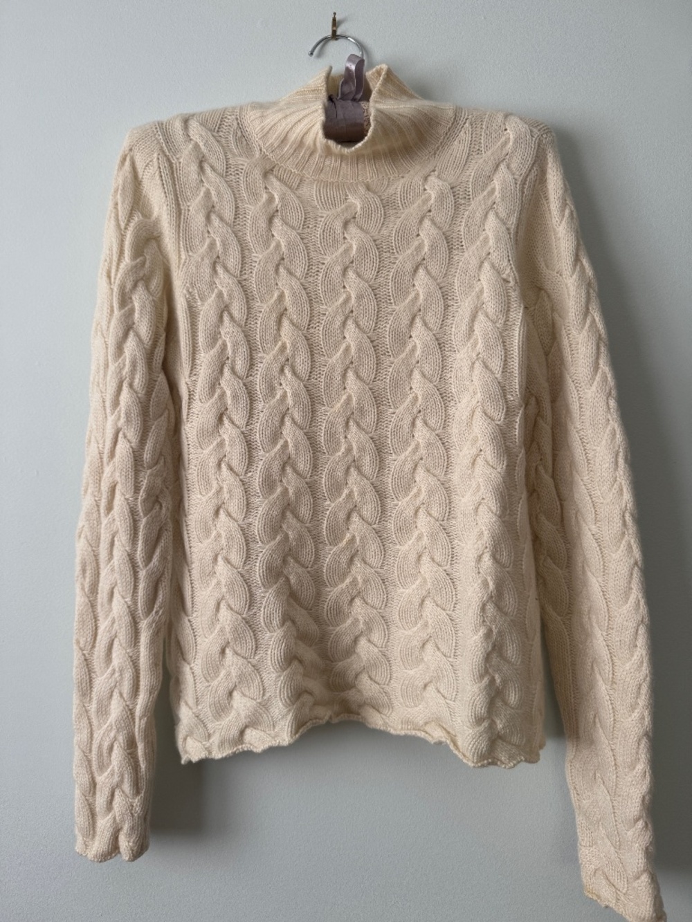 NEIMAN MARCUS Cashmere Cable Knit Mock T-Neck